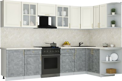 Кухонный гарнитур Интерлиния Мила Шато 1.5x3.1 PR - фото