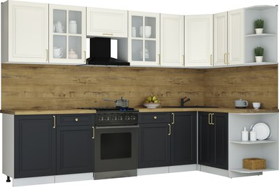 Кухонный гарнитур Интерлиния Мила Шато 1.5x3.1 PR - фото