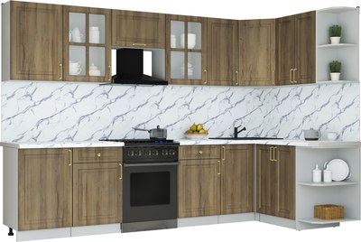 Кухонный гарнитур Интерлиния Мила Шато 1.5x3.1 PR - фото