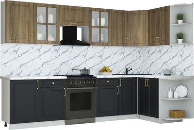 Кухонный гарнитур Интерлиния Мила Шато 1.5x3.1 PR - фото