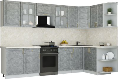 Кухонный гарнитур Интерлиния Мила Шато 1.5x3.1 PR - фото
