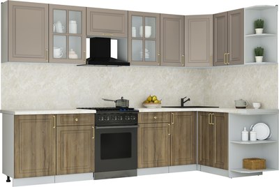 Кухонный гарнитур Интерлиния Мила Шато 1.5x3.1 PR - фото