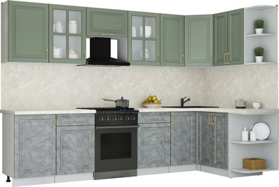Кухонный гарнитур Интерлиния Мила Шато 1.5x3.1 PR - фото