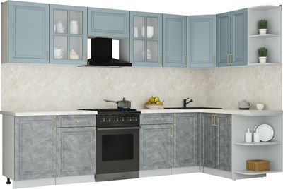 Кухонный гарнитур Интерлиния Мила Шато 1.5x3.1 PR - фото