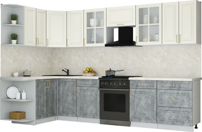 Кухонный гарнитур Интерлиния Мила Шато 1.5x3.2 LV - фото