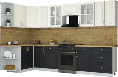 Кухонный гарнитур Интерлиния Мила Шато 1.5x3.2 LV - фото