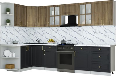 Кухонный гарнитур Интерлиния Мила Шато 1.5x3.2 LV - фото