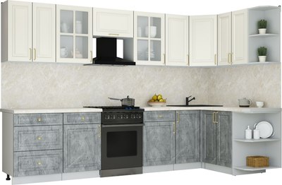 Кухонный гарнитур Интерлиния Мила Шато 1.5x3.2 PR - фото