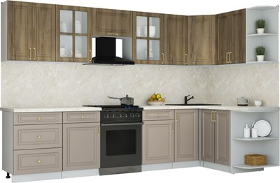 Кухонный гарнитур Интерлиния Мила Шато 1.5x3.2 PR - фото