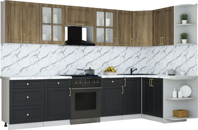 Кухонный гарнитур Интерлиния Мила Шато 1.5x3.2 PR - фото