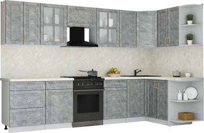 Кухонный гарнитур Интерлиния Мила Шато 1.5x3.2 PR - фото
