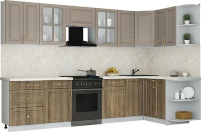 Кухонный гарнитур Интерлиния Мила Шато 1.5x3.2 PR - фото