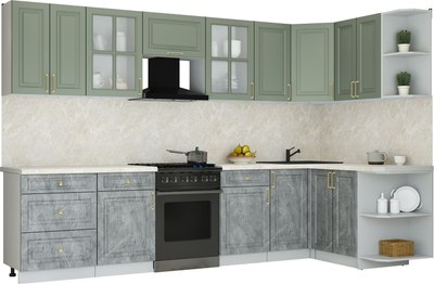 Кухонный гарнитур Интерлиния Мила Шато 1.5x3.2 PR - фото