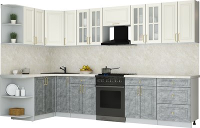 Кухонный гарнитур Интерлиния Мила Шато 1.5x3.3 LV - фото