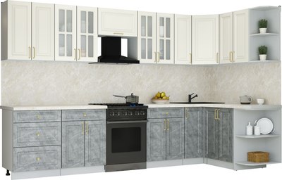 Кухонный гарнитур Интерлиния Мила Шато 1.5x3.3 PR - фото