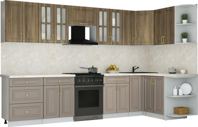 Кухонный гарнитур Интерлиния Мила Шато 1.5x3.3 PR - фото