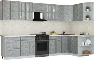 Кухонный гарнитур Интерлиния Мила Шато 1.5х3.3 PR - фото
