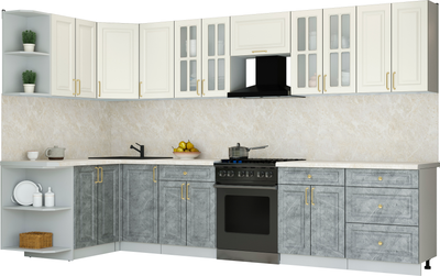 Кухонный гарнитур Интерлиния Мила Шато 1.5x3.4 LV - фото