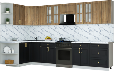 Кухонный гарнитур Интерлиния Мила Шато 1.5x3.4 LV - фото