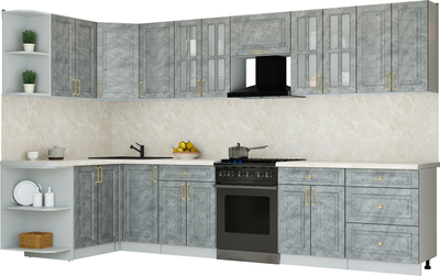 Кухонный гарнитур Интерлиния Мила Шато 1.5x3.4 LV - фото