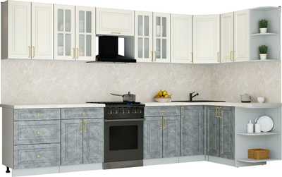 Кухонный гарнитур Интерлиния Мила Шато 1.5x3.4 PR - фото