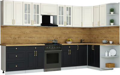 Кухонный гарнитур Интерлиния Мила Шато 1.5x3.4 PR - фото