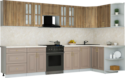 Кухонный гарнитур Интерлиния Мила Шато 1.5x3.4 PR - фото