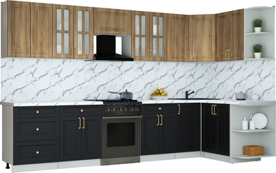 Кухонный гарнитур Интерлиния Мила Шато 1.5x3.4 PR - фото