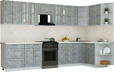 Кухонный гарнитур Интерлиния Мила Шато 1.5x3.4 PR - фото