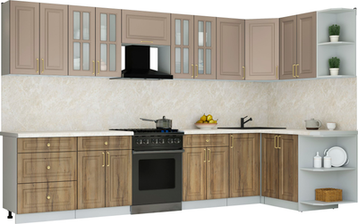 Кухонный гарнитур Интерлиния Мила Шато 1.5x3.4 PR - фото