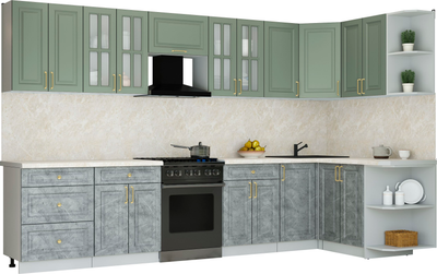 Кухонный гарнитур Интерлиния Мила Шато 1.5x3.4 PR - фото