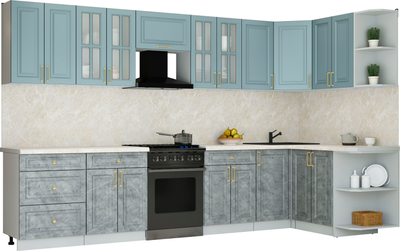 Кухонный гарнитур Интерлиния Мила Шато 1.5x3.4 PR - фото