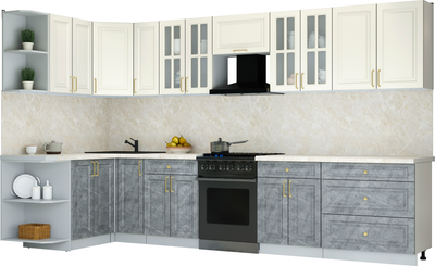 Кухонный гарнитур Интерлиния Мила Шато 1.5x3.5 LV - фото
