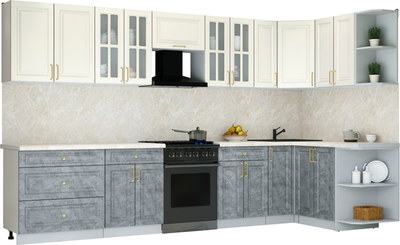 Кухонный гарнитур Интерлиния Мила Шато 1.5x3.5 PR - фото