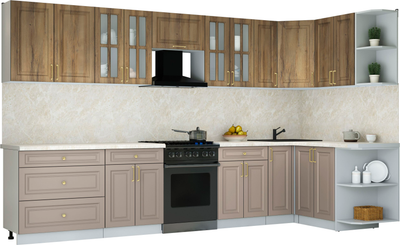 Кухонный гарнитур Интерлиния Мила Шато 1.5x3.5 PR - фото