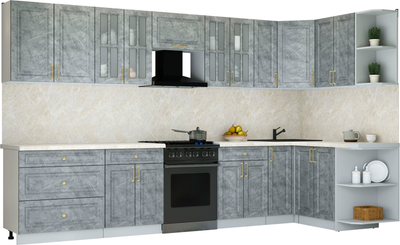 Кухонный гарнитур Интерлиния Мила Шато 1.5x3.5 PR - фото