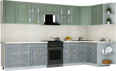 Кухонный гарнитур Интерлиния Мила Шато 1.5x3.5 PR - фото