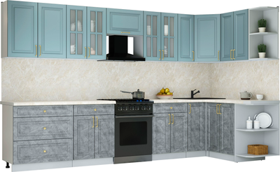 Кухонный гарнитур Интерлиния Мила Шато 1.5x3.5 PR - фото