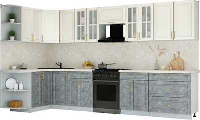 Кухонный гарнитур Интерлиния Мила Шато 1.5x3.6 LV - фото