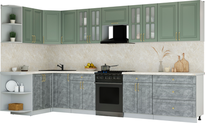 Кухонный гарнитур Интерлиния Мила Шато 1.5x3.6 LV - фото