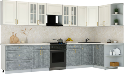 Кухонный гарнитур Интерлиния Мила Шато 1.5x3.6 PR - фото