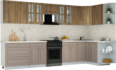 Кухонный гарнитур Интерлиния Мила Шато 1.5x3.6 PR - фото