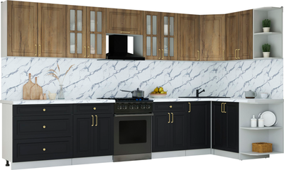 Кухонный гарнитур Интерлиния Мила Шато 1.5x3.6 PR - фото