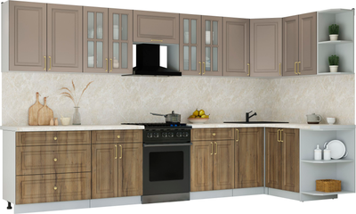 Кухонный гарнитур Интерлиния Мила Шато 1.5x3.6 PR - фото