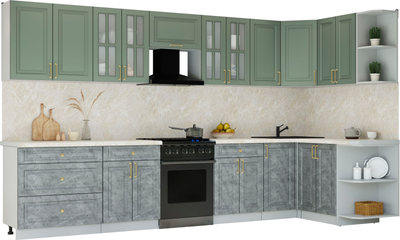 Кухонный гарнитур Интерлиния Мила Шато 1.5x3.6 PR - фото