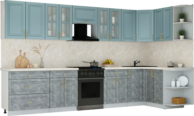 Кухонный гарнитур Интерлиния Мила Шато 1.5x3.6 PR - фото