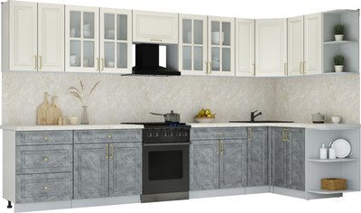 Кухонный гарнитур Интерлиния Мила Шато 1.5x3.7 PR - фото