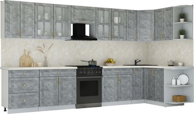 Кухонный гарнитур Интерлиния Мила Шато 1.5x3.7 PR - фото