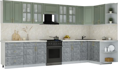 Кухонный гарнитур Интерлиния Мила Шато 1.5x3.7 PR - фото