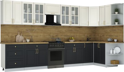 Кухонный гарнитур Интерлиния Мила Шато 1.5x3.8 PR - фото